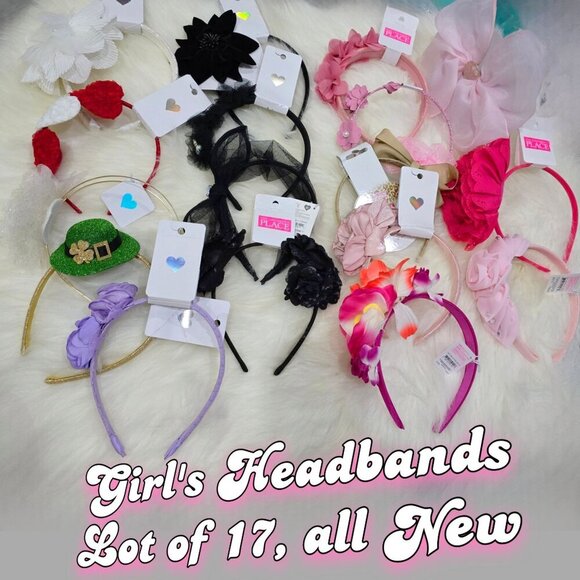 Lot of 17 ✦ Girl’s Headbands ✦ Floral, Glitter, Festive Variety NWT - Picture 1 of 14